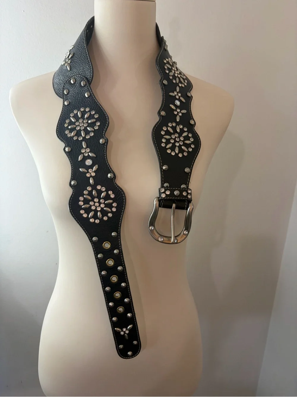 KathyVanZeeland Crystal Stud Beaded Biker Bohemian Festival